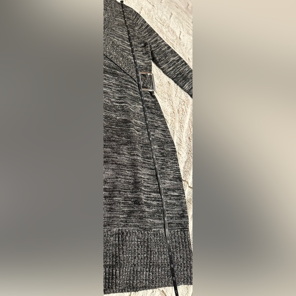 Alyx Heather Gray Asymmetrical Sweater Dress with Silver Buckle - Picture 7 of 9